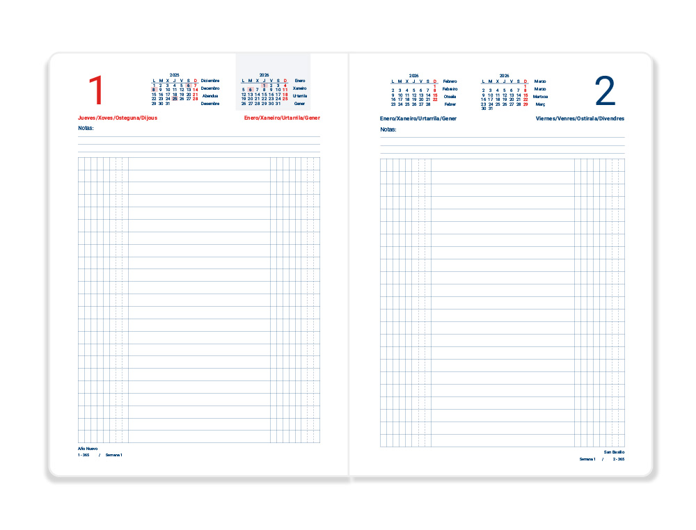 AGENDA ENCADERNADA LIDERPAPEL DIETARIO 120X165MM 2026 DIA PAGINA VERMELHO PAPEL 70 GR FSC