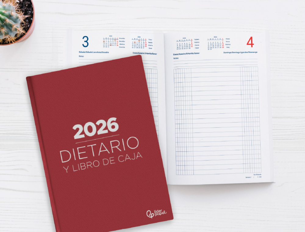 AGENDA ENCADERNADA LIDERPAPEL DIETARIO 120X165MM 2026 DIA PAGINA VERMELHO PAPEL 70 GR FSC