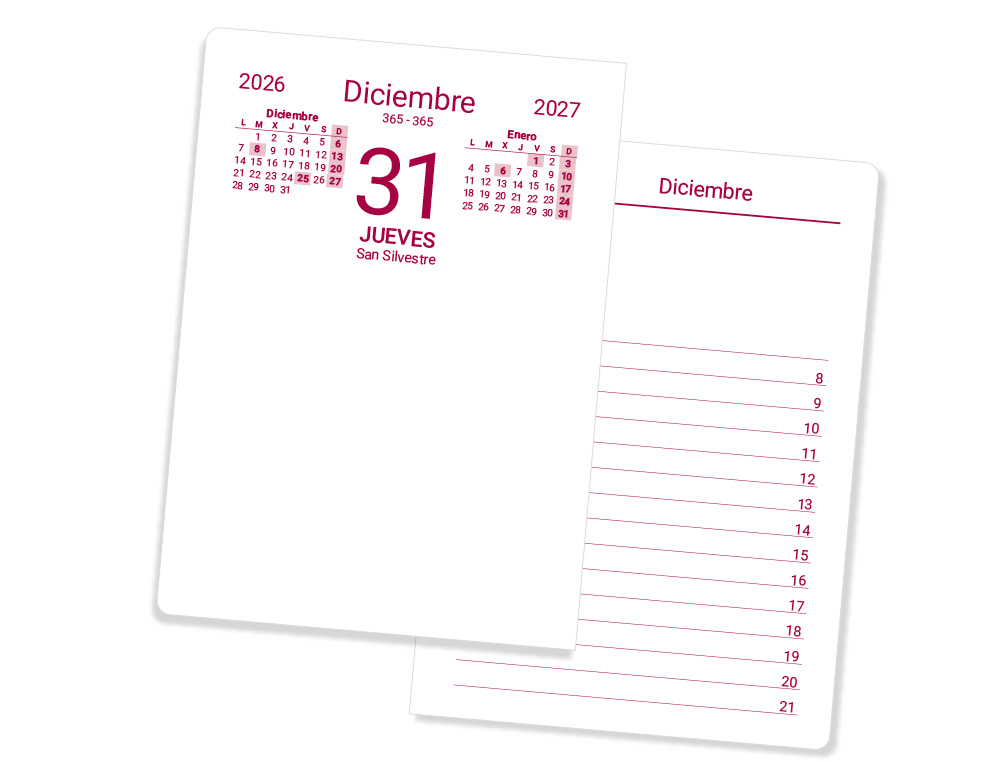 AGENDA LIDERPAPEL BUFETE 8,2X11,5 MM 2026 DIA PAGINA PRETO PAPEL 80 GR FSC