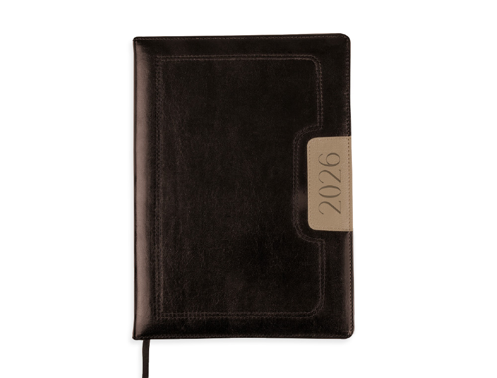 AGENDA ENCADERNADA LIDERPAPEL DORIOS 15X21 2026 DIA PAGINA PRETO PAPEL 70 GR FSC