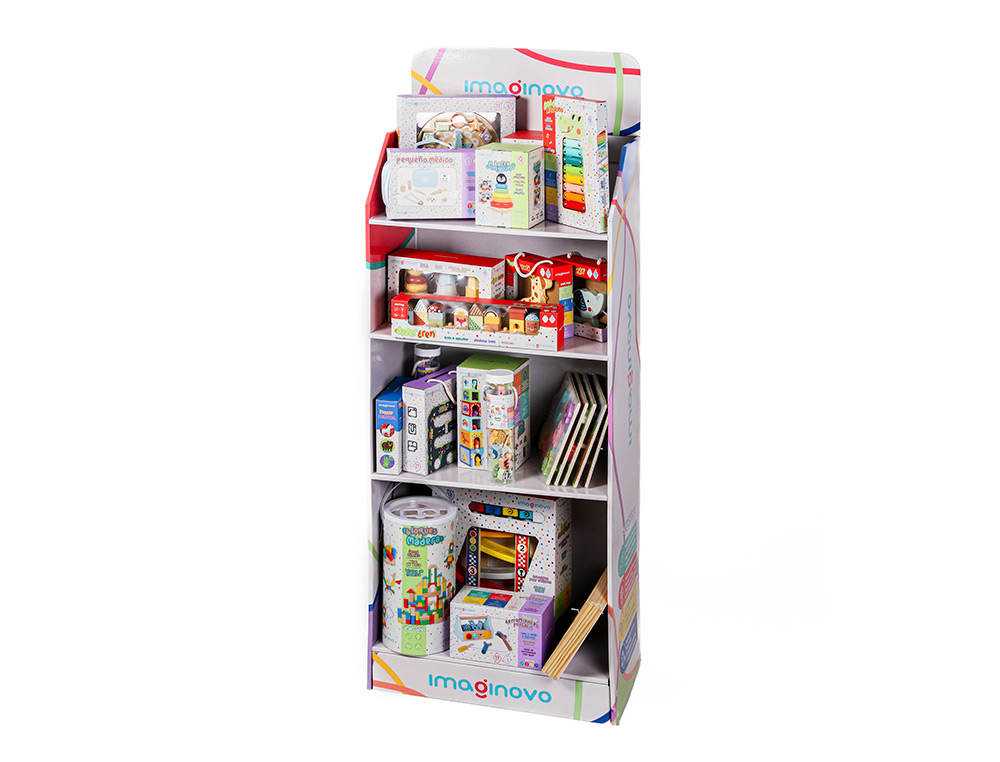 EXPOSITOR DE CHAO IMAGINOVO EM CARTAO JOGOS INFANTIS COM 23 JOGOS E 18 PUZZLES SORTIDOS 600X1630X350 MM