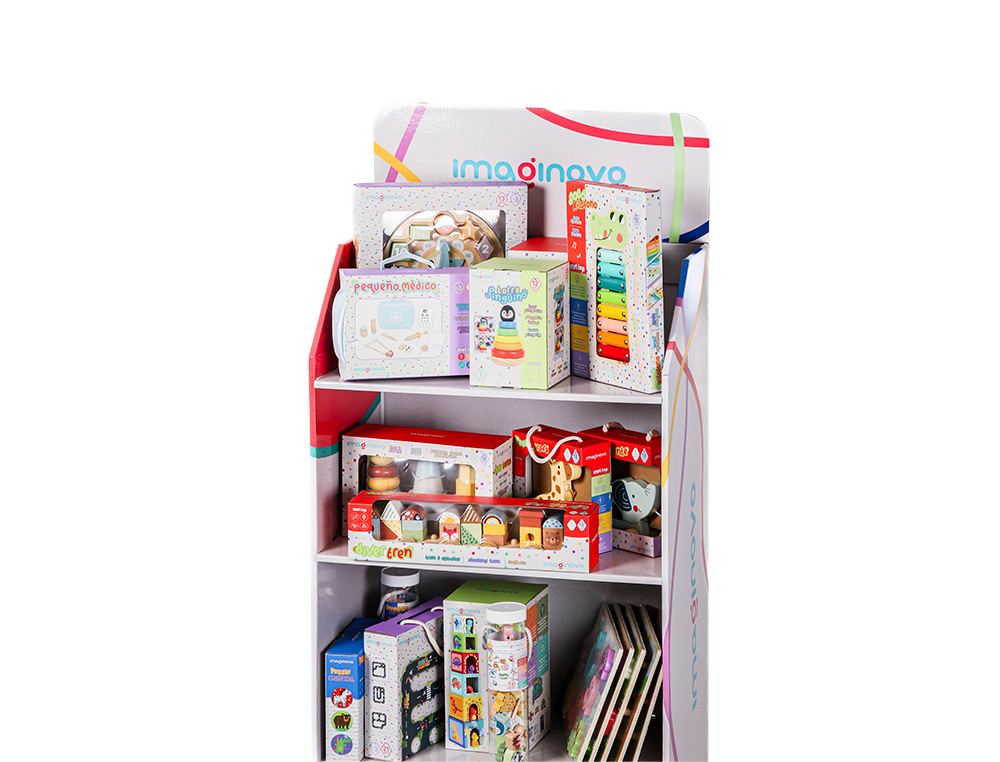 EXPOSITOR DE CHAO IMAGINOVO EM CARTAO JOGOS INFANTIS COM 23 JOGOS E 18 PUZZLES SORTIDOS 600X1630X350 MM