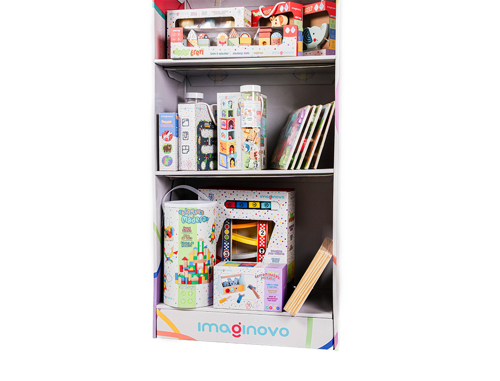 EXPOSITOR DE CHAO IMAGINOVO EM CARTAO JOGOS INFANTIS COM 23 JOGOS E 18 PUZZLES SORTIDOS 600X1630X350 MM
