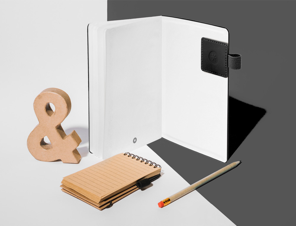 PORTABOLIGRAFO AUTOADHESIVO ANTARTIK PARA CUADERNO NOTE CON ELASTICO HASTA 15 MM GROSOR 80 MM NEGRO