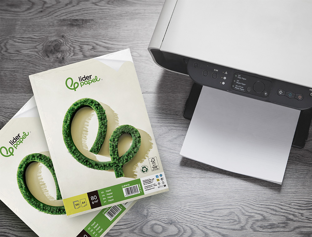 PAPEL LIDERPAPEL A4 80 GR RECICLADO LISO EMBALAGEM DE 100 FOLHAS