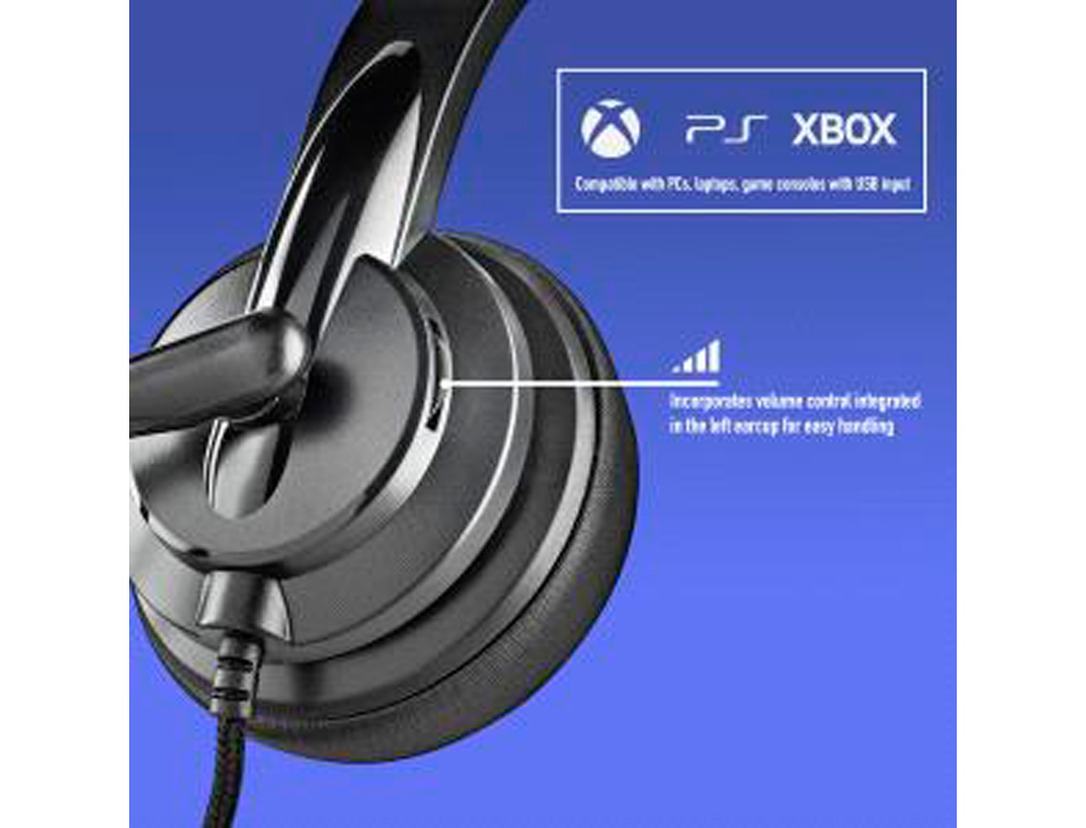 AURICULARES NGS VOX805 COM CABO STEREO USB-C COM CONTROLO DE VOLUME E ADAPTADOR USB USB COR PRETO