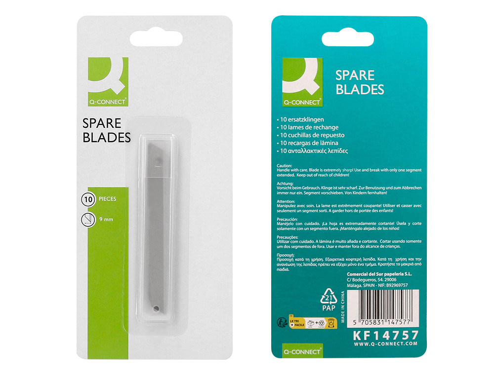 RECARGA Q-CONNECT PARA X-ATO BLISTER DE 10 UNIDADES, ESTREITA (9MM)