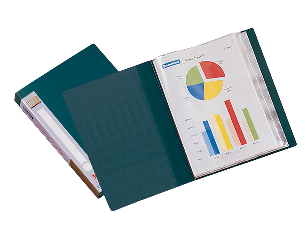 CAPA CATALOGO LIDERPAPEL 40 BOLSAS DIN A4 VERDE
