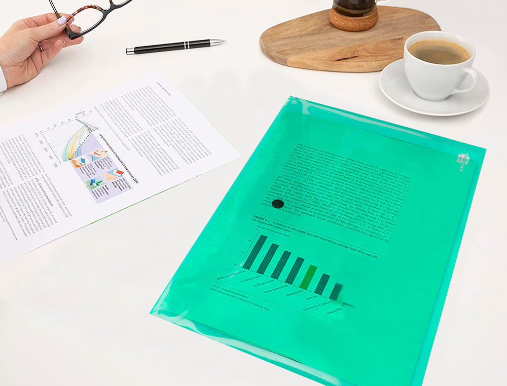 BOLSA PORTA DOCUMENTOS LIDERPAPEL COM MOLA DIN A4 VERDE