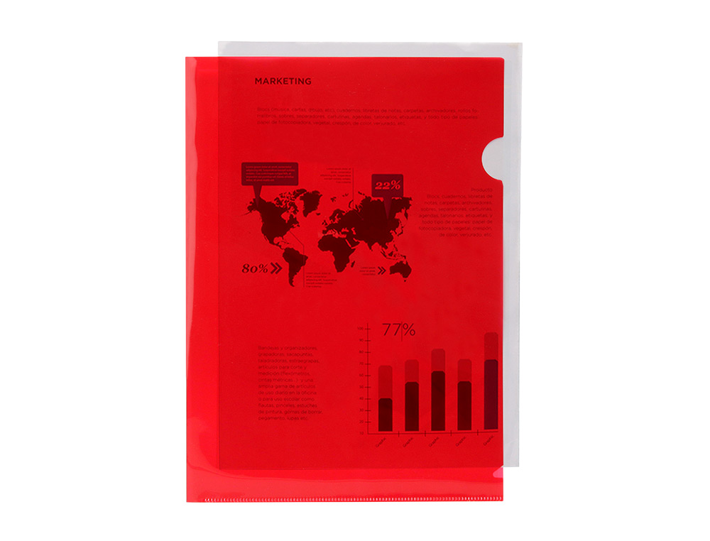 BOLSA DOSSIER LIDERPAPEL DIN A4 POLIPROPILENO VERMELHO TRANSLUCIDO 20 FOLHAS
