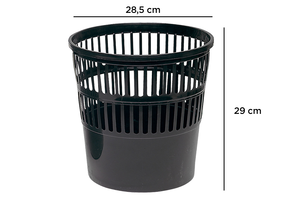 CESTO DE PAPEIS PLASTICO PRETO 275 X 275 MM CAPACIDADE PARA 15 LITROS