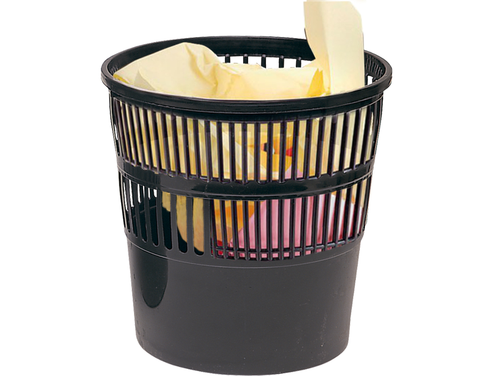 CESTO DE PAPEIS PLASTICO PRETO 275 X 275 MM CAPACIDADE PARA 15 LITROS