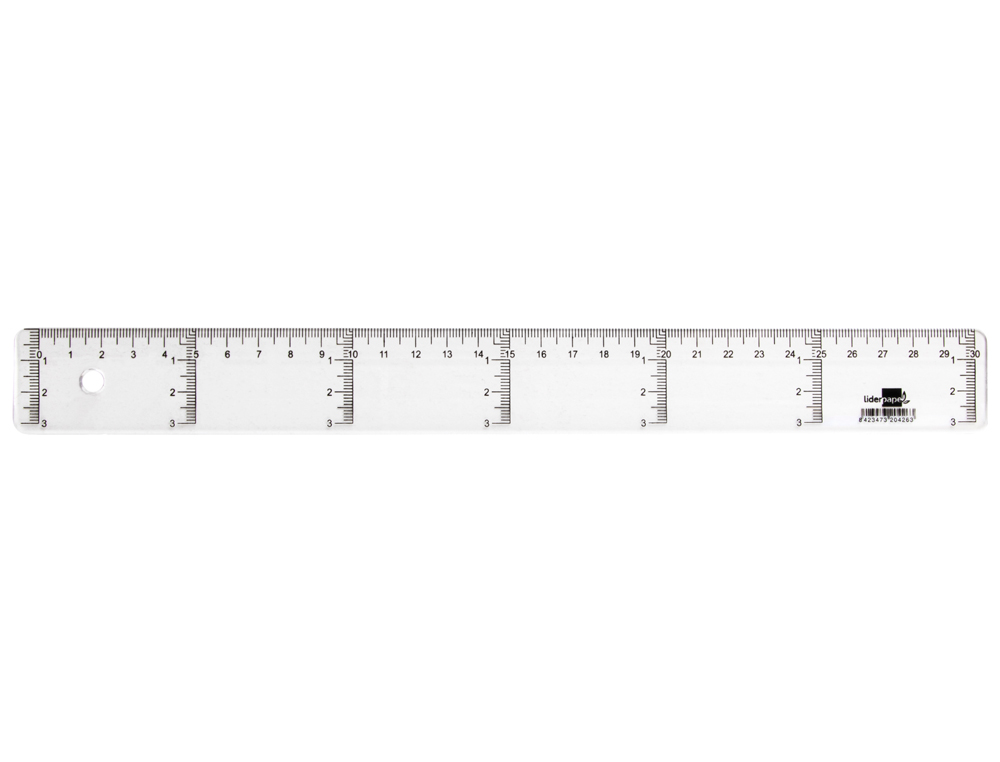 REGUA PLASTICO CRISTAL LIDERPAPEL TRANSPARENTE 30 CM