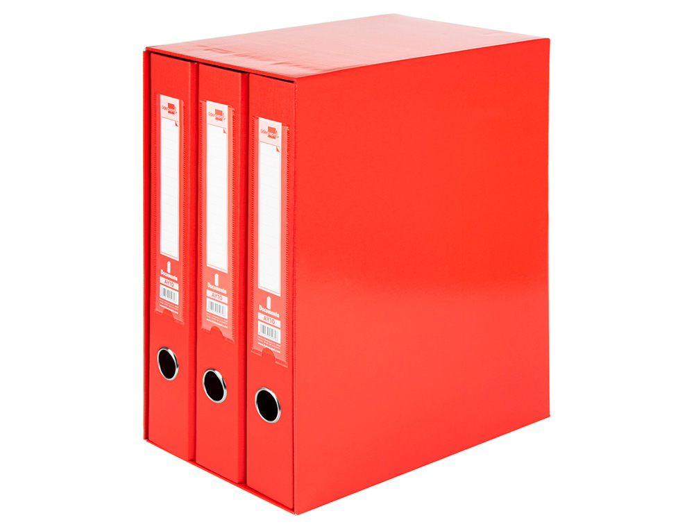MODULO DE 3 PASTAS DE ARQUIVO LIDERPAPEL 2 ANEIS FOLIO LOMBADA 60 MM VERMELHO