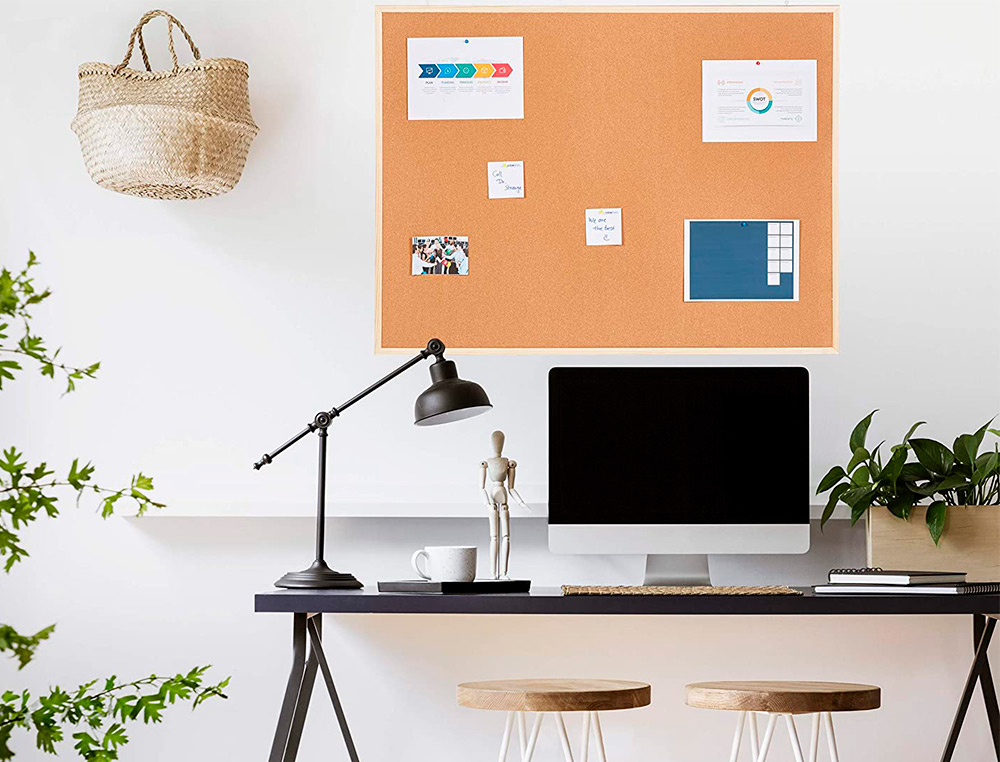 QUADRO DE CORTICA Q-CONNECT COM CAIXILHO EM MADEIRA 60 X 90 CM