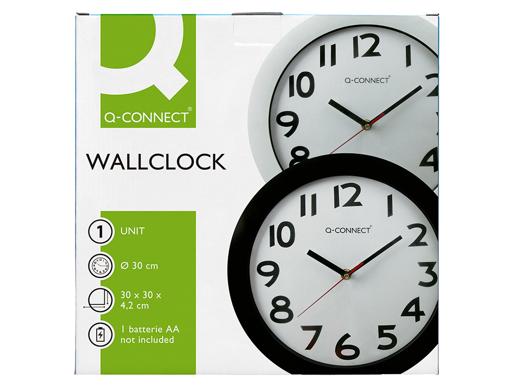 RELOGIO Q-CONNECT DE PAREDE REDONDO EM PLASTICO DIAMETRO 30 CM BRANCO