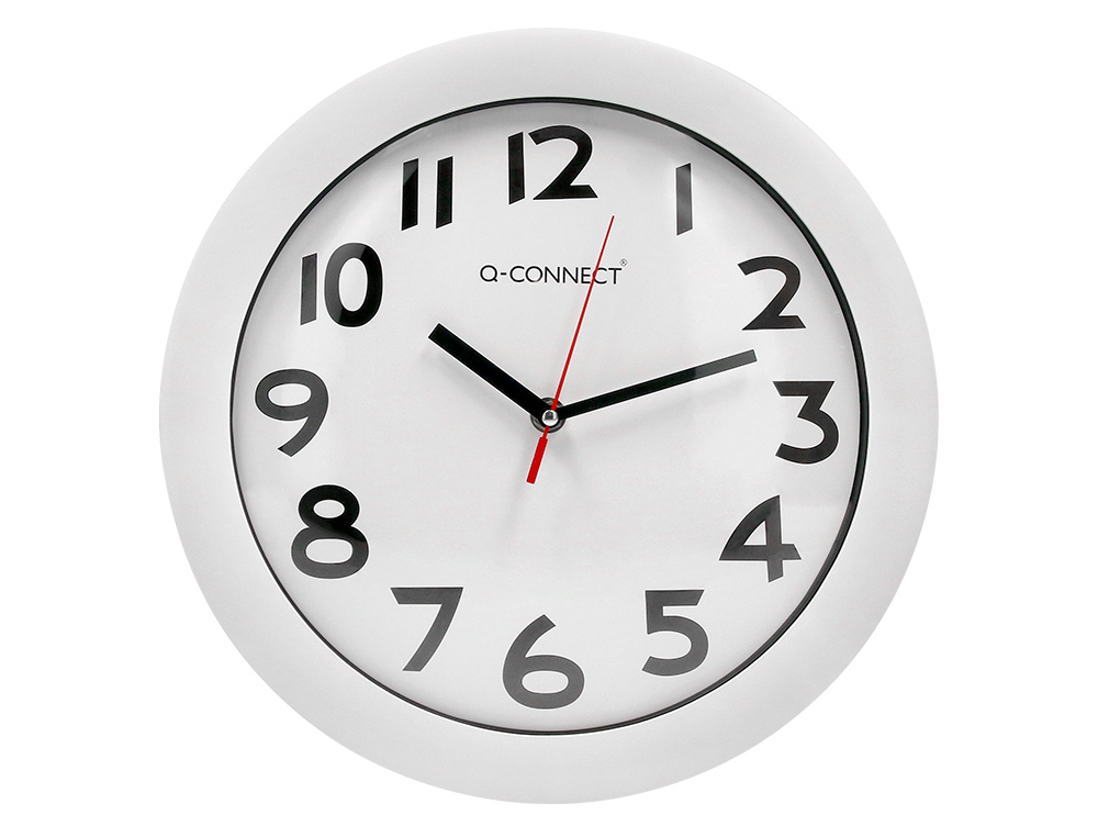 RELOGIO Q-CONNECT DE PAREDE REDONDO EM PLASTICO DIAMETRO 30 CM BRANCO