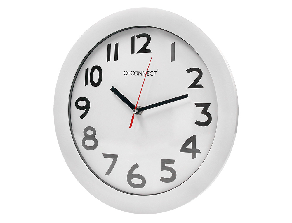 RELOGIO Q-CONNECT DE PAREDE REDONDO EM PLASTICO DIAMETRO 30 CM BRANCO