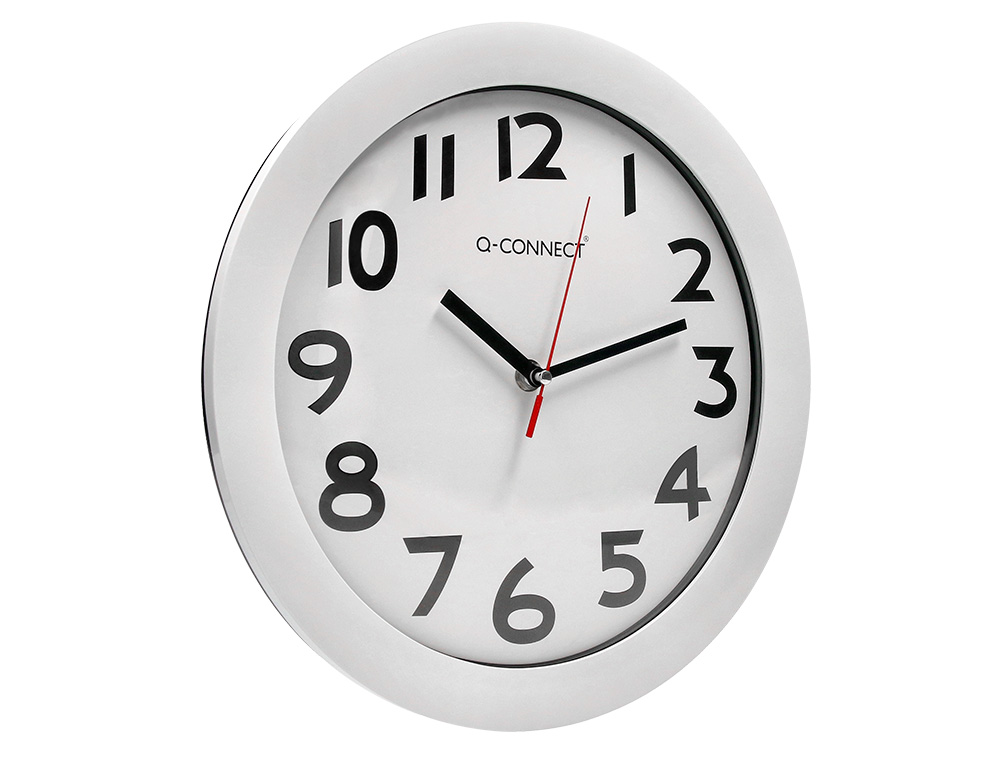 RELOGIO Q-CONNECT DE PAREDE REDONDO EM PLASTICO DIAMETRO 30 CM BRANCO