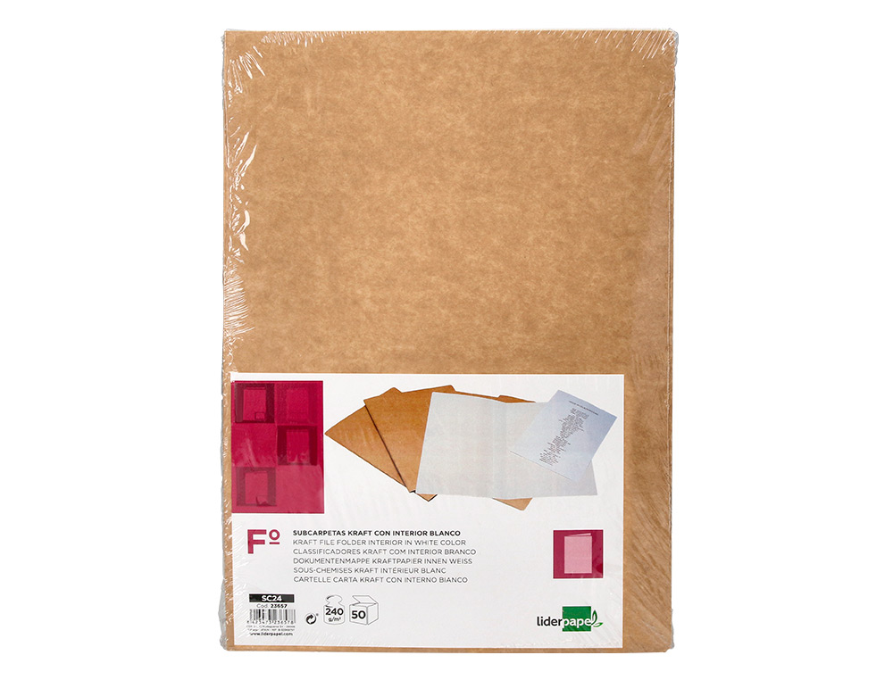 CLASSIFICADOR LIDERPAPEL KRAFT, TAM A4 315 X 235 MM COM BRANCO INTENSO