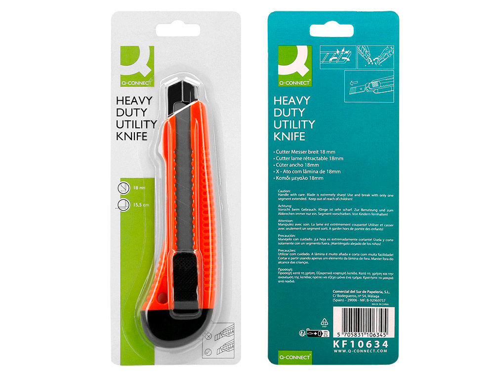 X-ATO Q-CONNECT LARGO DE PLÁSTICO LAMINA DE ACO 18 MM DE LARGURA COMPRIMENTO 155 MM BLISTER DE 1 UNIDADE