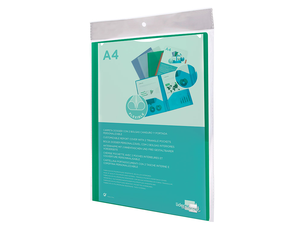 BOLSA DOSSIER LIDERPAPEL COM DUPLA BOLSA DIN A4 VERDE