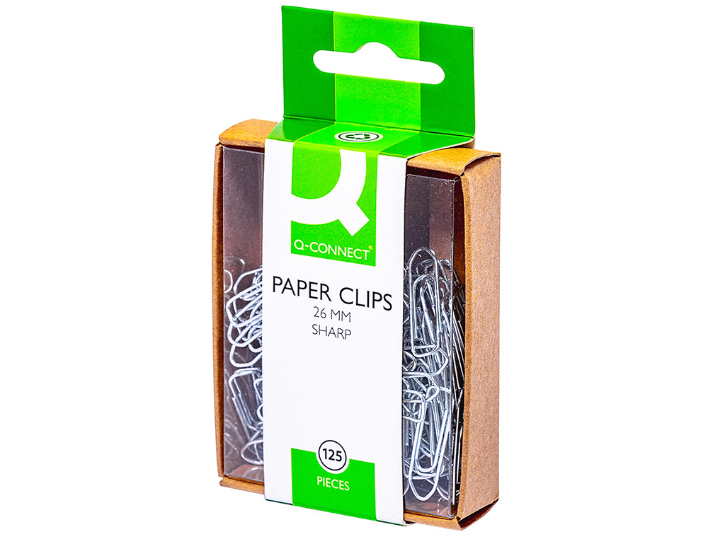 CLIPS NIQUELADOS Q-CONNECT 26 MM PONTA BICO CAIXA 125 UNIDADES