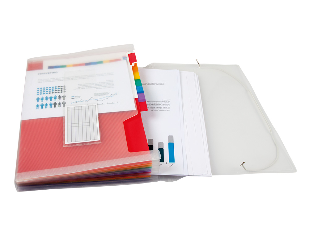 PASTA CLASSIFICADORA COM FOLE LIDERPAPEL DIN A4 TRANSPARENTE COM 13 DEPARTAMENTOS CRISTAL