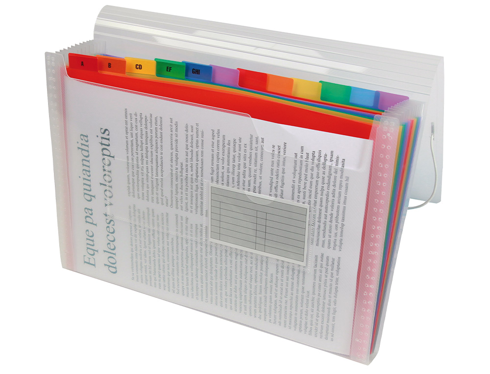 PASTA CLASSIFICADORA COM FOLE LIDERPAPEL DIN A4 TRANSPARENTE COM 13 DEPARTAMENTOS CRISTAL