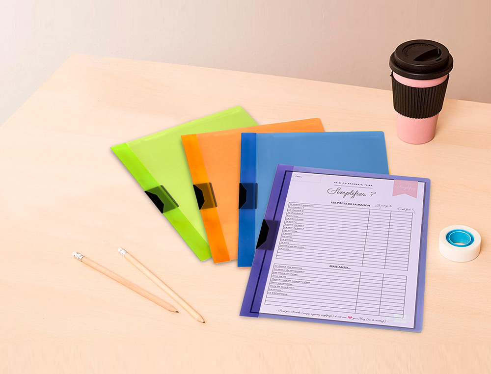 BOLSA DOSSIER LIDERPAPEL COM CLIP LATERAL DIN A4 AZUL 30 FOLHAS