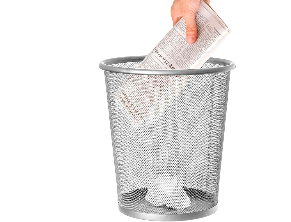 CESTO DE PAPEIS Q-CONNECT DE REDE METALICO PRATA CAPACIDADE 19 LITROS 34,5X29,5 CM