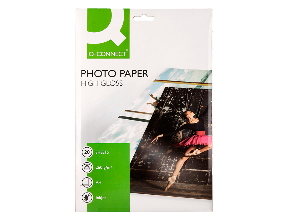 PAPEL FOTOGRAFIA Q-CONNECT GLOSSY 260 GR PAPEL REVESTIDO CAIXA 20 FOLHAS