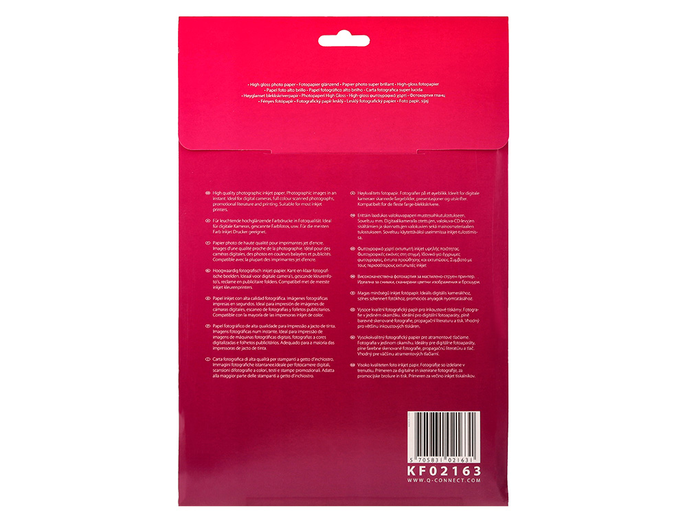 PAPEL FOTOGRAFIA Q-CONNECT GLOSSY 260 GR PAPEL REVESTIDO CAIXA 20 FOLHAS