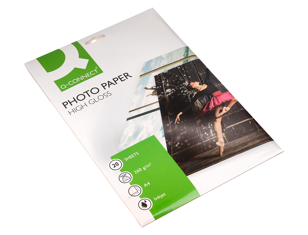 PAPEL FOTOGRAFIA Q-CONNECT GLOSSY 260 GR PAPEL REVESTIDO CAIXA 20 FOLHAS