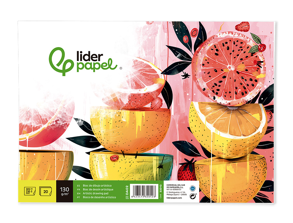 BLOCO DE DESENHO LIDERPAPEL VERONA COLADO FOLIO 20 FOLHAS BRANCO CREME