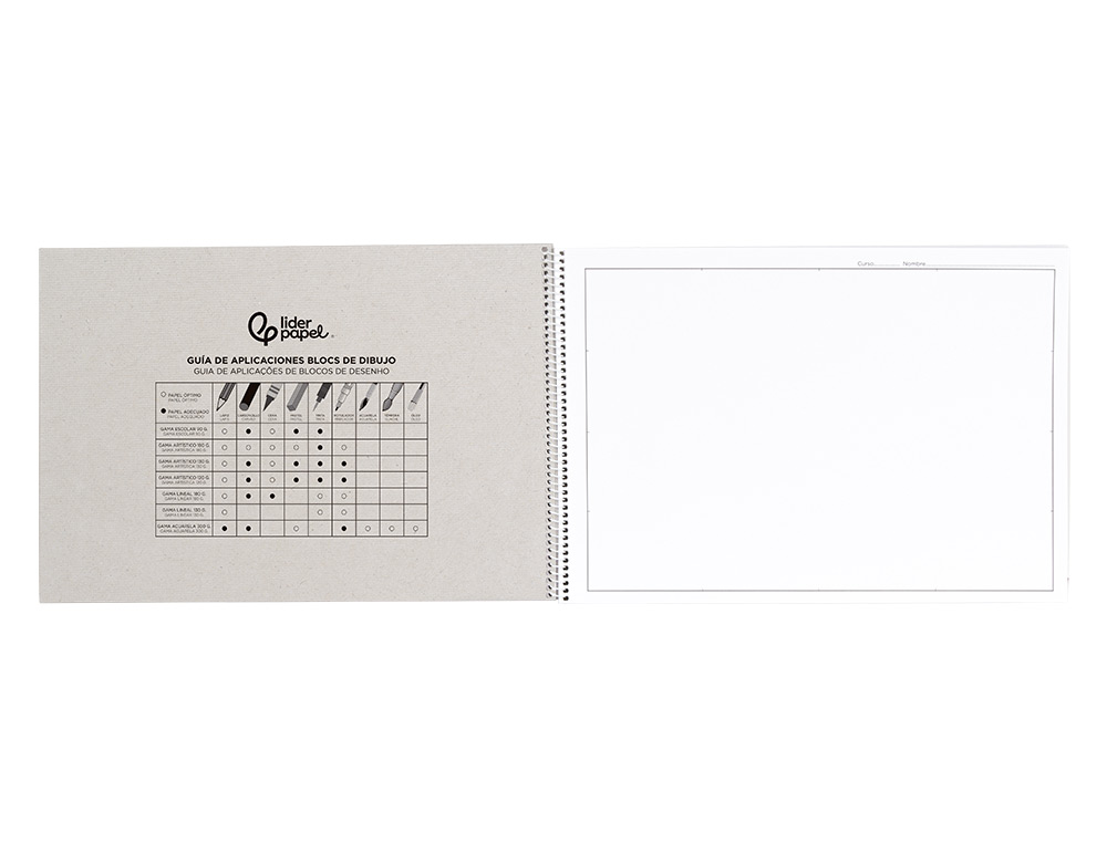 BLOCO DE DESENHO LIDERPAPEL LINEAL ESPIRAL 230X325MM 20 FOLHAS 130GR PERFURADO