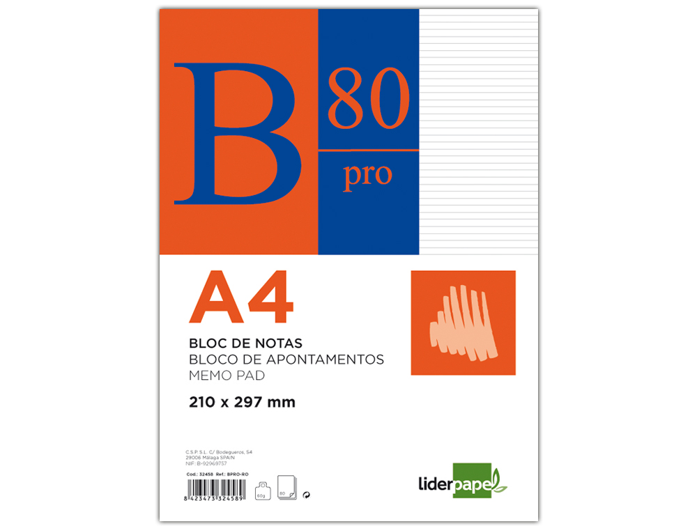 BLOCO DE NOTAS LIDERPAPEL COLADO PRO DIN A4 80 F PAUTADO AZUL