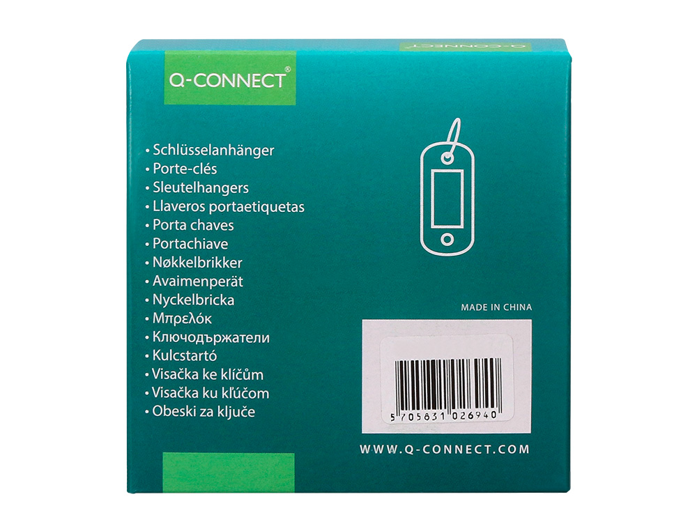 CHAVEIRO PORTA-ETIQUETAS Q-CONNECT VERMELHO CAIXA 100 UNIDADES