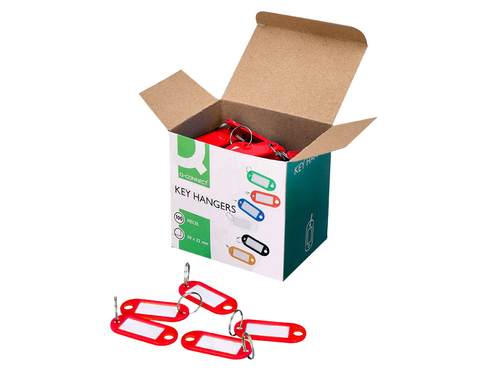 CHAVEIRO PORTA-ETIQUETAS Q-CONNECT VERMELHO CAIXA 100 UNIDADES