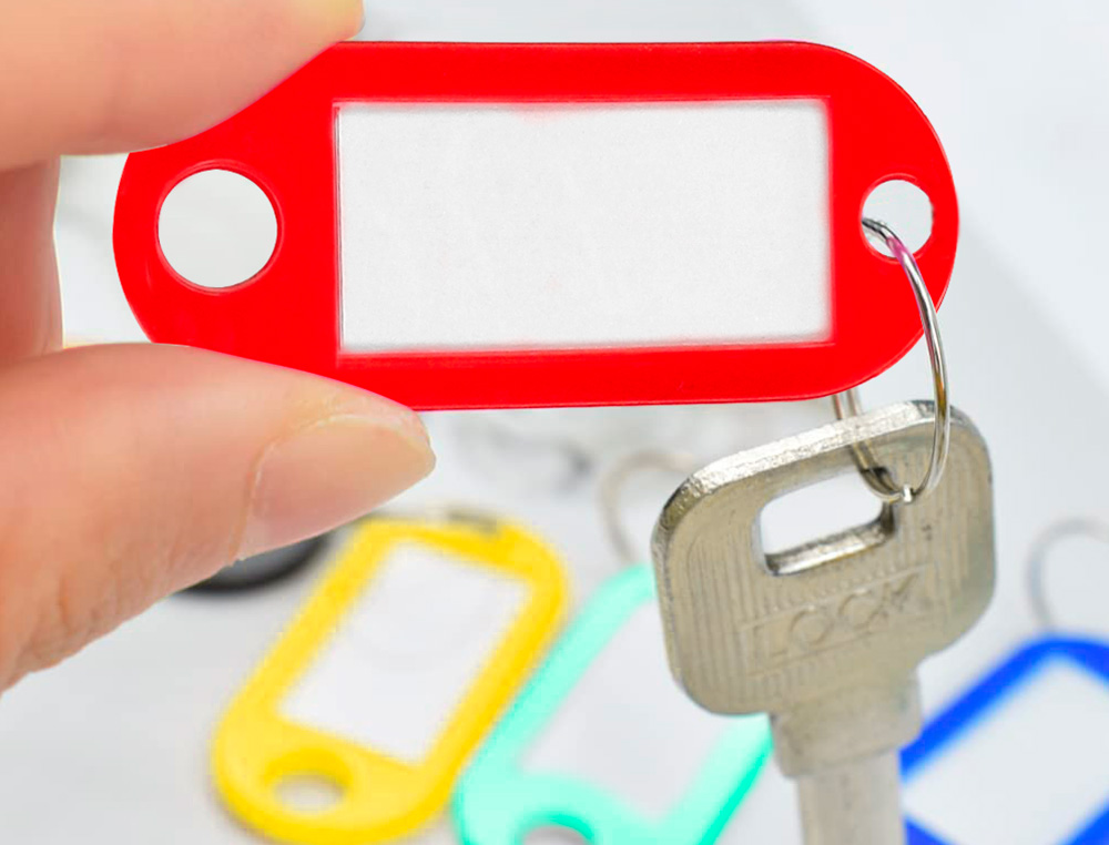 CHAVEIRO PORTA-ETIQUETAS Q-CONNECT VERMELHO CAIXA 100 UNIDADES