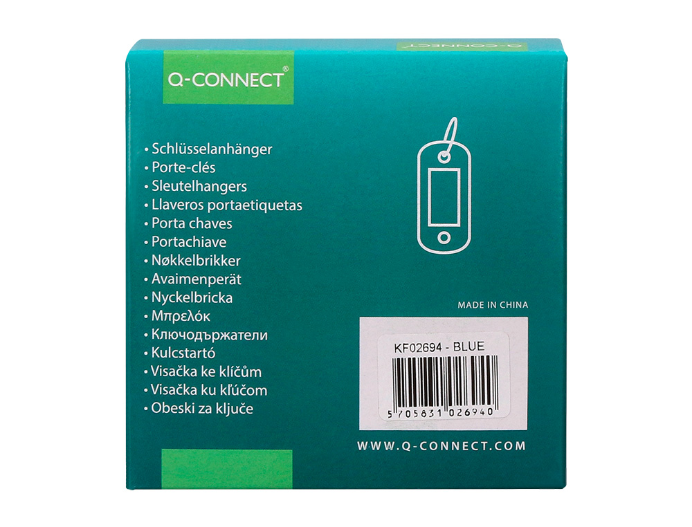 CHAVEIRO PORTA-ETIQUETAS Q-CONNECT AZUL CAIXA 100 UNIDADES