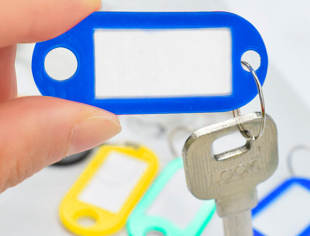 CHAVEIRO PORTA-ETIQUETAS Q-CONNECT AZUL CAIXA 100 UNIDADES