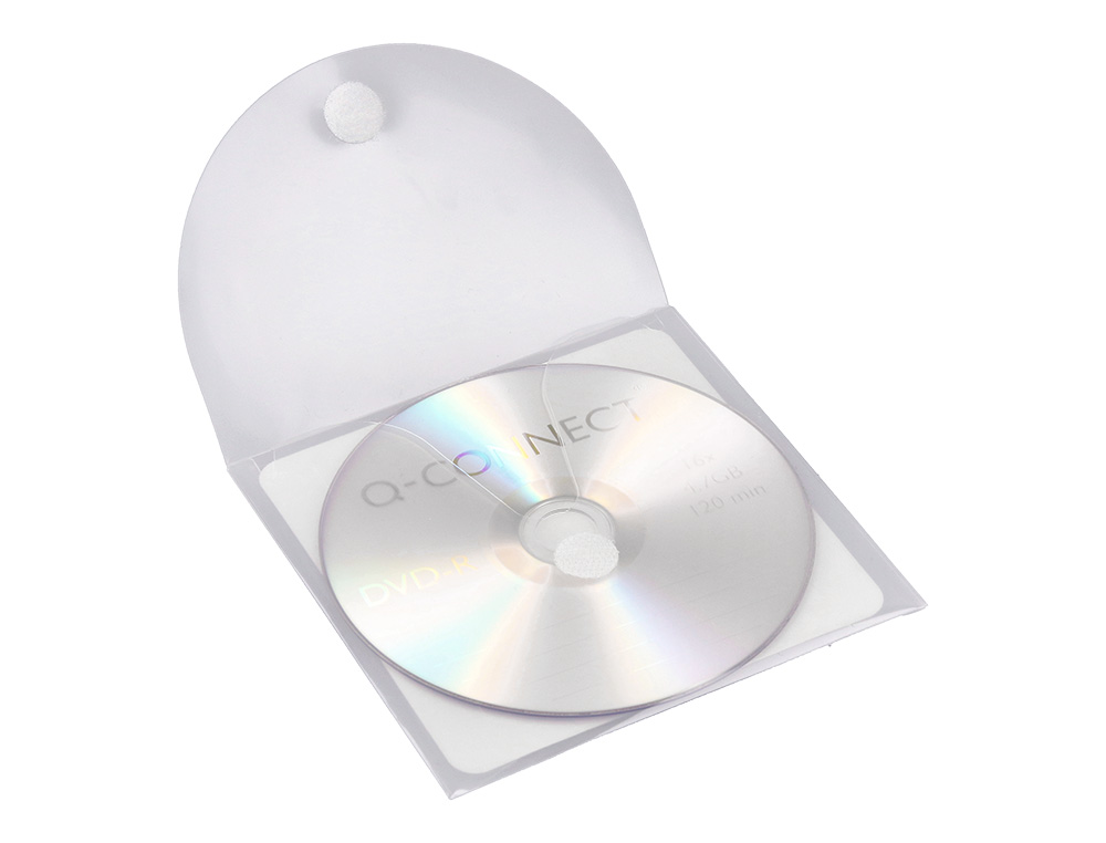 BOLSA PARA CD Q-CONNECT POLIPROPILENO AUTOADESIVA COM VELCRO BOLSA COM 5 UNIDADES