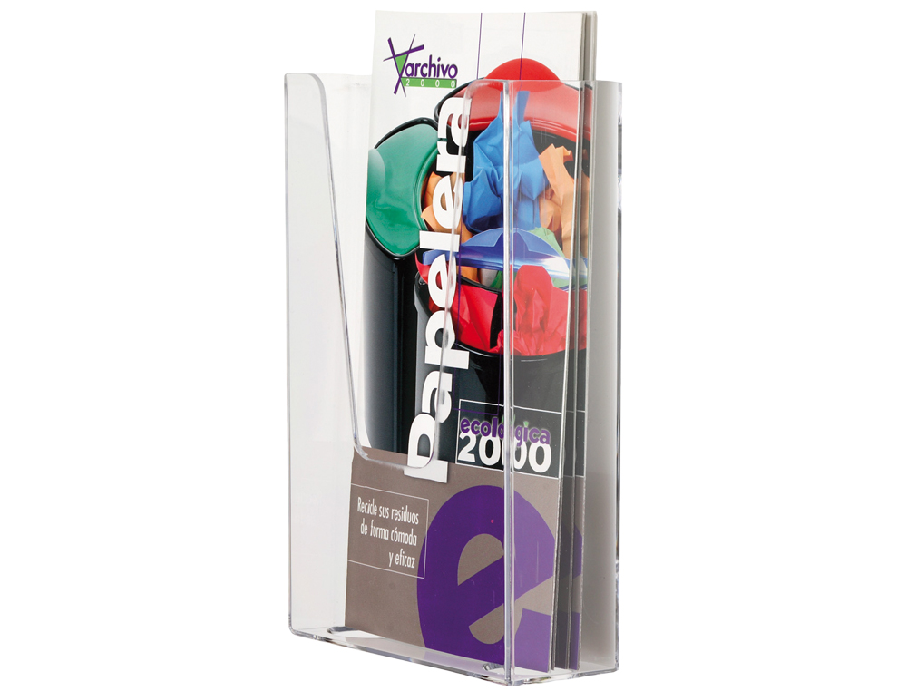 EXPOSITOR MURAL ARCHIVO 2000 METACRILATO 1/3 DIN A4 TRANSPARENTE 110X45X180 MM UM COMPARTIMENTO