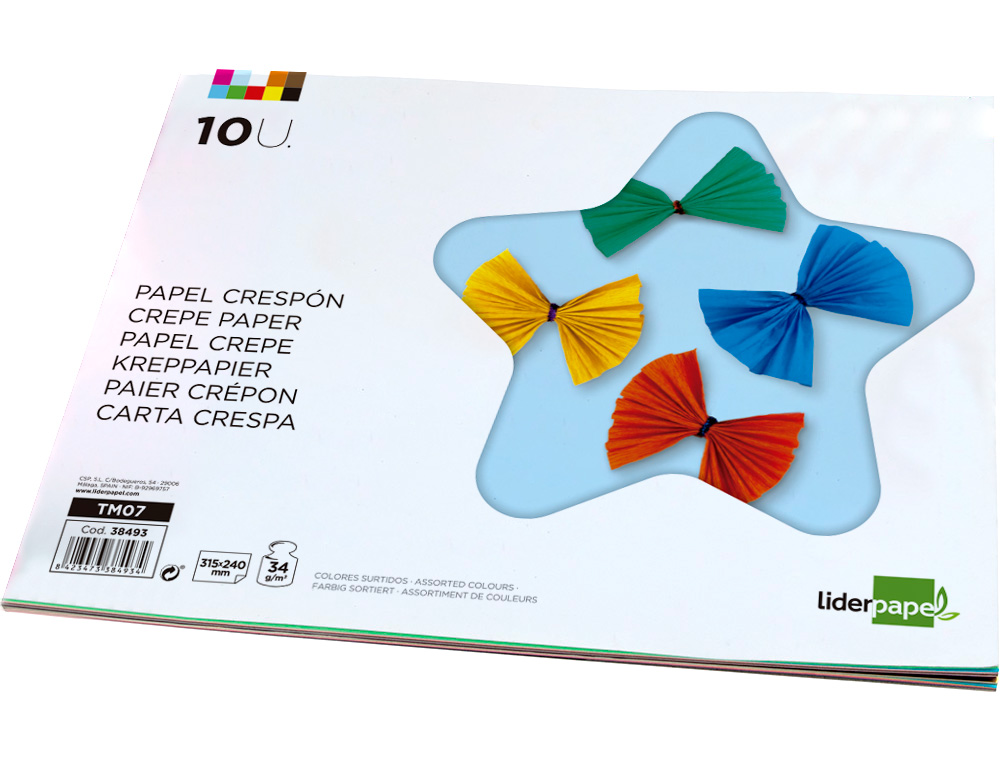 BLOCO TRABALHOS MANUAIS LIDERPAPEL FOLIO PAPEL CREPE 10 FOLHAS SORTIDAS