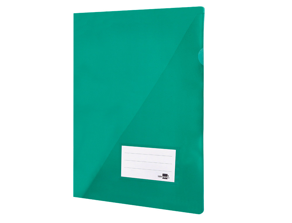 BOLSA DOSSIER LIDERPAPEL DIN A4 POLIPROPILENO 180 MICRONS VERDE TRANSLUCIDO 20 FOLHAS