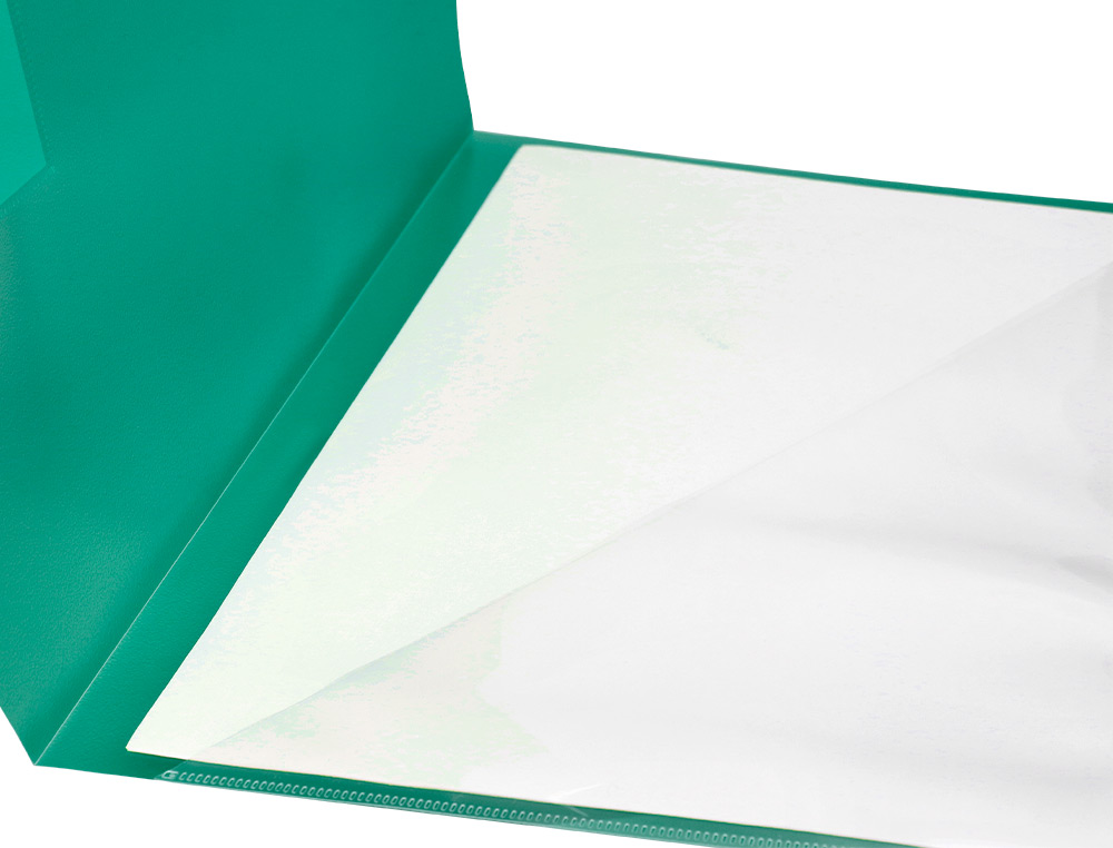 BOLSA DOSSIER LIDERPAPEL DIN A4 POLIPROPILENO 180 MICRONS VERDE TRANSLUCIDO 20 FOLHAS