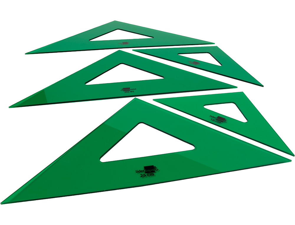 ESQUADRO LIDERPAPEL 28 CM PLASTICO VERDE