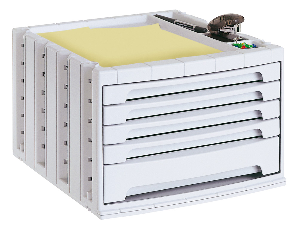 BLOCO CLASSIFICADOR DE SECRETARIA ARCHIVO 2000 305X370X215 MM BANDEJA SUPERIOR 5 GAVETAS CINZA OPACO