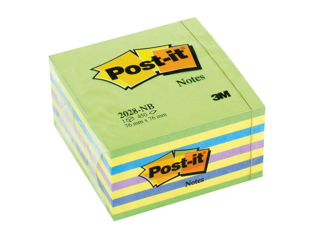 BLOCO DE NOTAS ADESIVAS POST-IT 76X76 MM CUBO COR AZUL E VERDE 450 FOLHAS